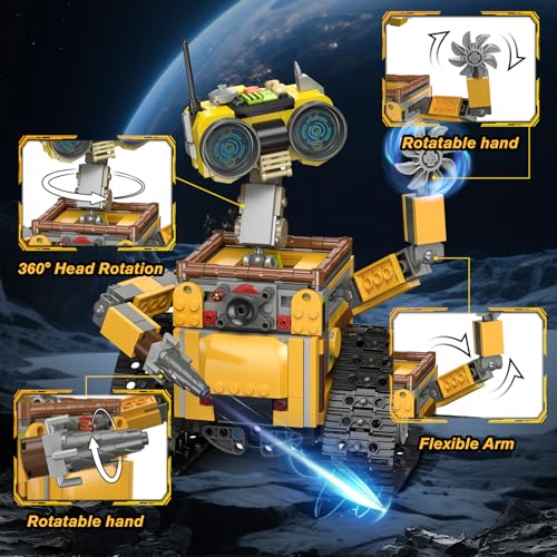 HiWEEGO Robot Building Sets for Kids - 5 in 1 Wall Robotic Kit, 748 PCS Robot with Interchangeable Arms Bulldozer Plane Building Block Toy Model for Boys Girls 8-12 Birthday Home Decor - Image 5