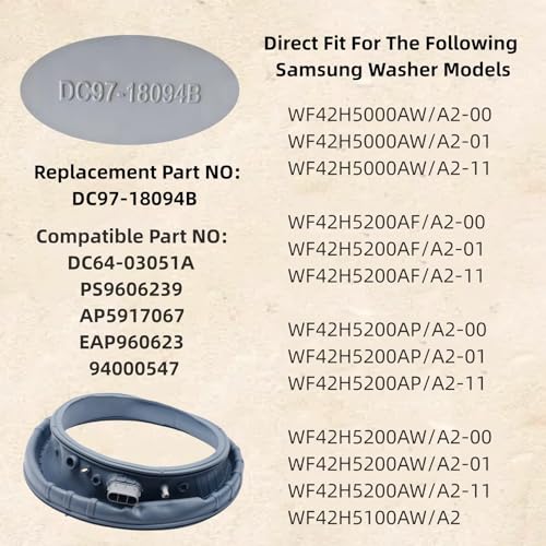 image for KINSANINC DC97-18094B Washer Door Boot Seal Gasket Diaphragm Compatibl