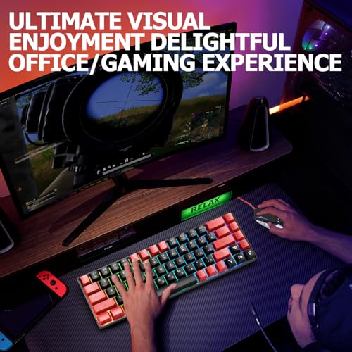 Image of Guiheng Wired 60% Gaming Keyboard and Mouse Combo, Ultra-Compact 61 Keys RGB Backlit Mini Keyboard, Lightweight 3200 DPI Optical, Wired Gaming Set for Windows,PC, MAC PS5 Xbox Gamer(Black and Red)