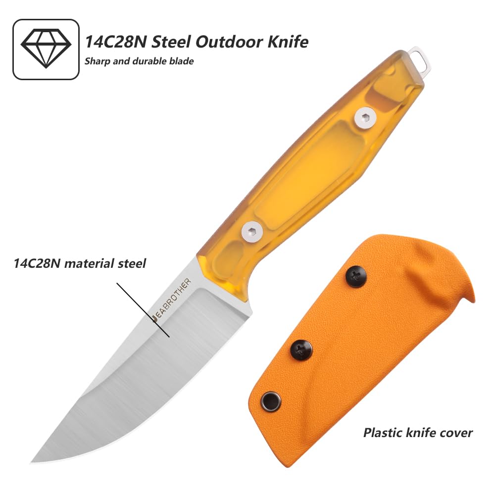 JEABROTHER Mehrzweckmesser mit Klinge aus 14C28N Stahl, Angelmesser, Obstmesser und Küchenmesser, Perfekt für Outdoor-Camping, Wandern und Täglichen Gebrauch (Modell B)