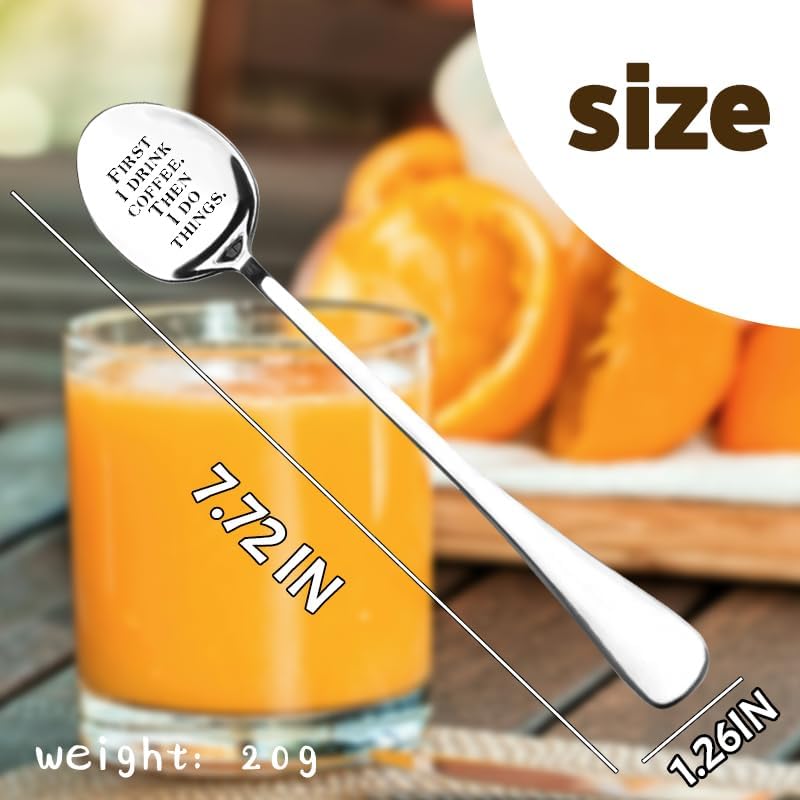 Funny Birthday Gifts for Women Men Friends First I Drink Coffee Then I Do Things Spoon Gift for Boyfriend Husband Valentines Day Gifts for Dad Mom Daughter Coffee Lover Gifts for Him Wife Coffeespoon image 3