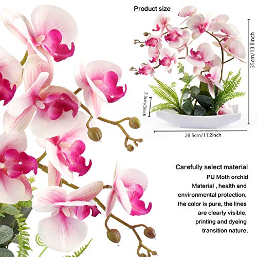 Yobansa Decorative Real Touch Silk Orchid Bonsai, Artificial Flowers With Flower Pots Fake Flowers Arrangements For Home Decoration (New Pink 2) #TOP6