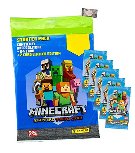 Preisvergleich Produktbild Minecraft Karten Adventure - Minecraft Trading Cards (2021) - 1 Sarter + 5 Booster + stickermarkt24de Gum