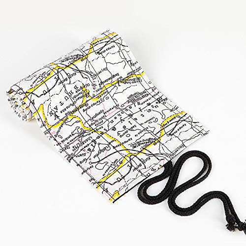 Image of Funny live 24 /36 /48 /72 Slots Colored Pencil Wrap Roll up Pen Holder Case Drawing Coloring Pencil Roll Organizer Stationery Case for Student Artist Traveler (Map, 24 Slots)