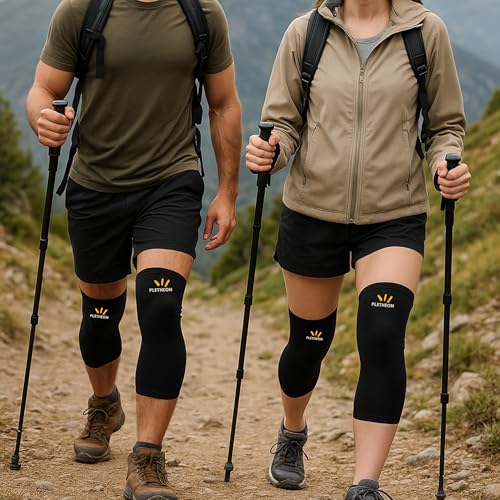 Image of PLETHEON Knee Cap for Pain Relief Men & Women | Compression Knee Support for Gym, Sports & Running | Anti-Slip, Breathable & Sweat-Free Knee Brace for Joint Pain & Injury Recovery (BLACK, LARGE)