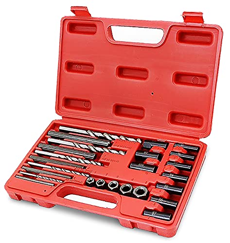 XtremepowerUS Screw Extractor Out Broken Screw Remover Drill Bit Guide 25 Pieces