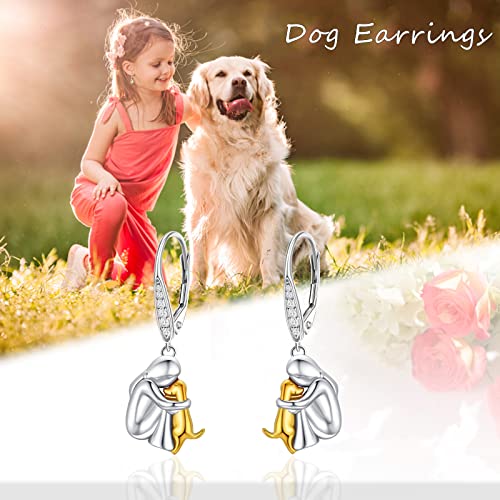 Image of 925 Sterling Silver Dog Earrings Cute Animal Puppy Stud Earrings Dog Jewelry Gifts for Women Girls Pet Lover Hypoallergenic Earrings for Sensitive Ears