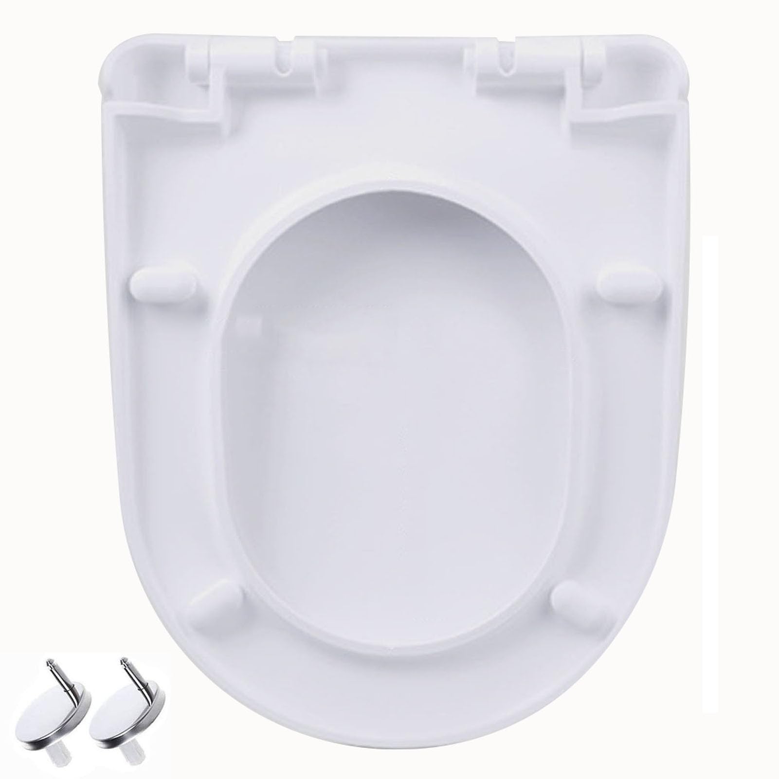 Asiento De Inodoro con Forma De U/D De Cierre Suave, Bisagras Ajustables De 360° De Liberación Rápida, Cubierta De Pp Engrosada, Fácil De Instalar Y Limpiar, Blanco, 36,5 X 47 Cm.