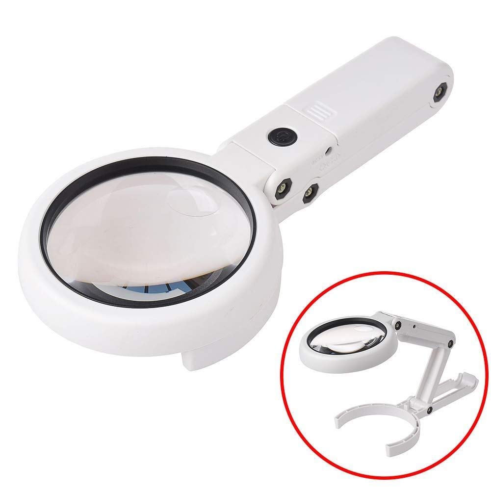 Lupa de Mano 5X, 11X con luz de 8 LED para Personas Mayores, Lectura de mapas, Pasatiempos Infantiles, Lupa para joyería y reparación de Relojes.