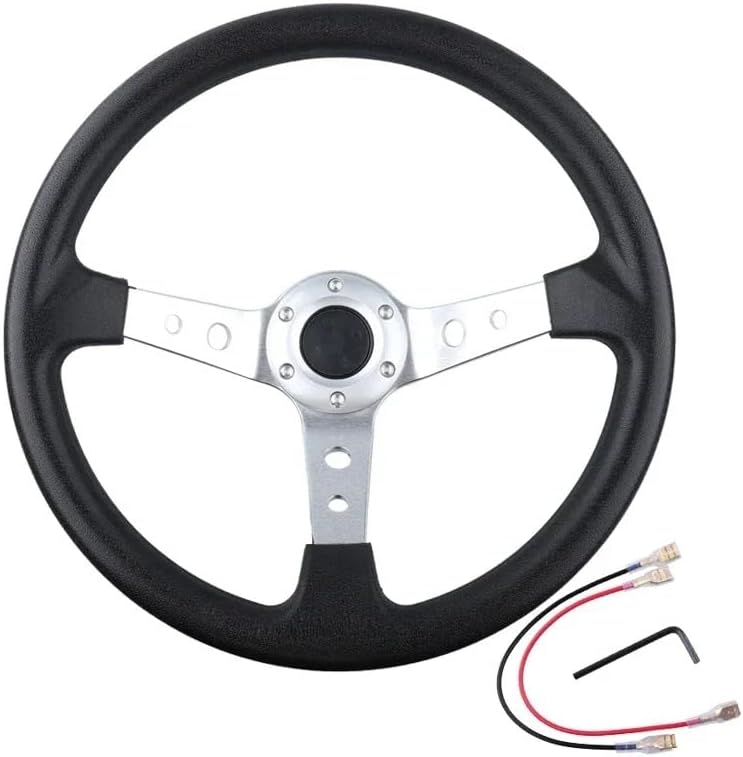 Deep Corn Dish Sport Drifting Steering Wheels Universal14inch 350mm PU Leather Car Racing Steering Wheel Aluminum Alloy (Black)