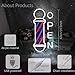 Barbershop Open Neon Sign Hair Salon Supplies Neon Lights Wall Decor for Barbershop, Barber Pole Logo Barber Shop Barber Supplies, Barber Accessories, Dimmable USB Power Blue Red White(16.5