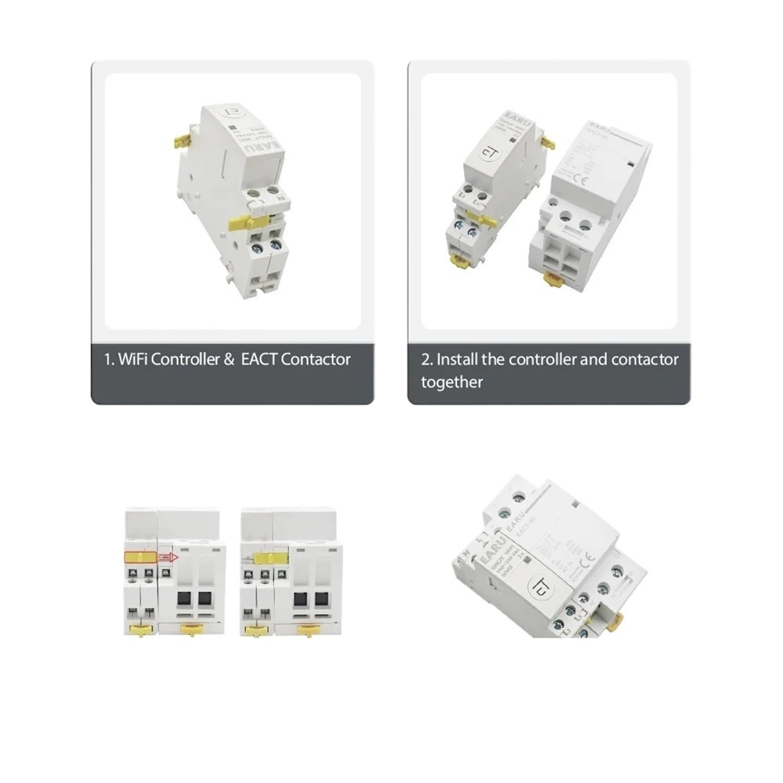 Timer di controllo del contattore ausiliario WiFi Din Rail 100-240 V 2 A CA Funziona con l'app eWeLink del contattore modulare Alexa Google Assistant