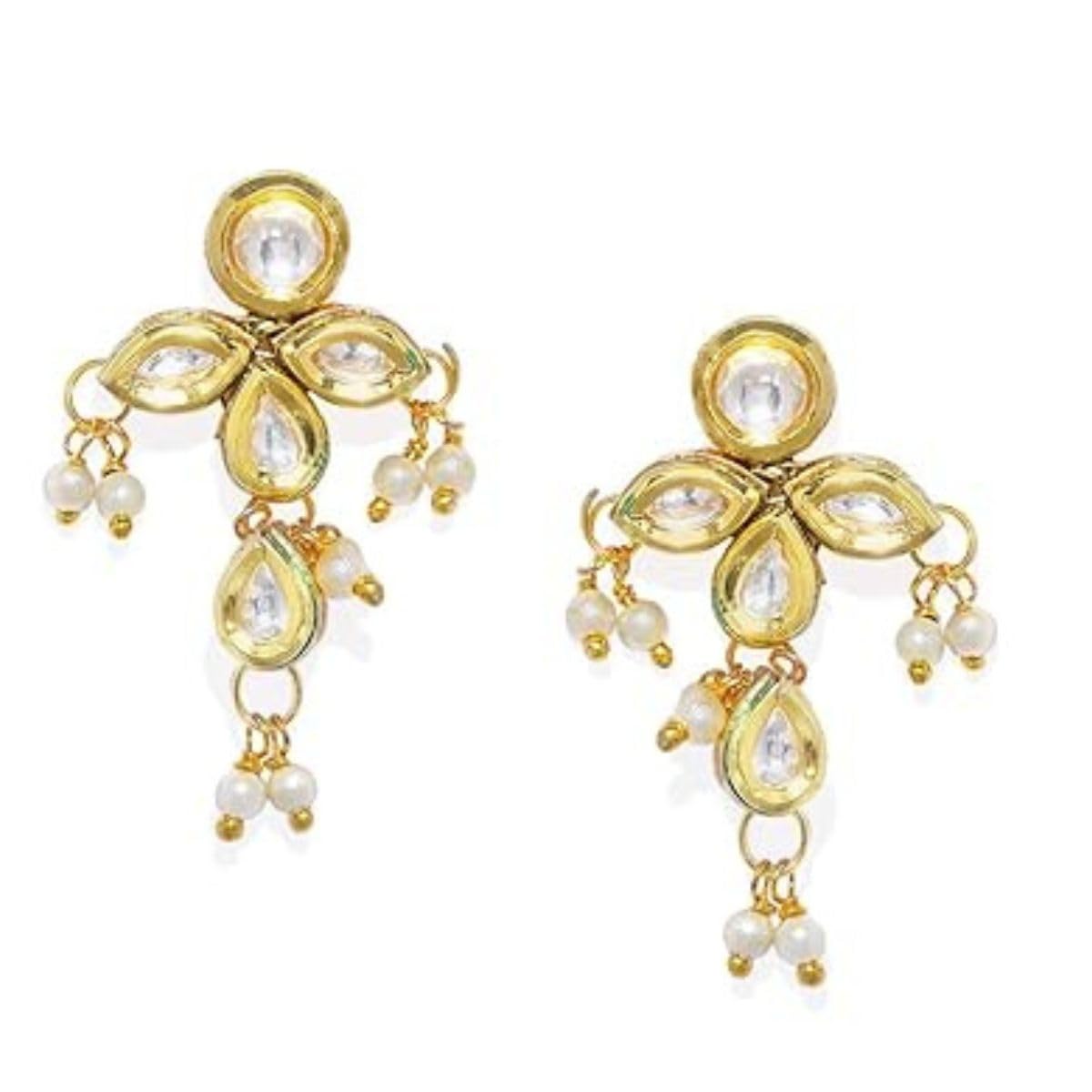 ACCESSHER Handcrafted Traditional Brass and Kundan Gold Plated Stud Earrings With Drop for Women and Girls pair of 1 (B07Q4JH1V8) Amazon Price History, Amazon Price Tracker