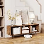 Giantex Modern TV Stand for TVs up to 55", TV Entertainment Center with Storage, Open Shelves & 5 Heavy-Duty Metal Legs, Wood Media Console Table for Living Room, Bedroom (Brown)