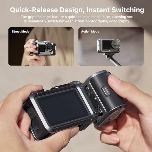 Image of PGYTECH Osmo Action 6 StreetPro Grip Kit, Aluminum Protective Camera Cage, Magnetic Quick Release Handle, Flip-Top for Battery Access, 1 /4 inch Thread Hole, Vertical /Horizontal Shooting for Photography