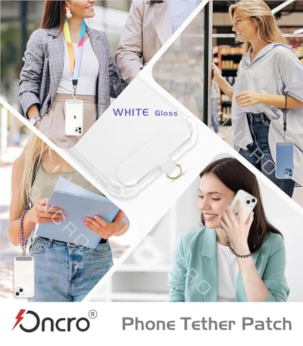 Image of Black White Blue Smiley Pack of 2 pc Phone Tether Tab pad Universal Lanyard Patch Without Adhesive Anti-Lost Attachment Hanging Metal Ring for Smartphone Mobile Wrist charm (White Patch)