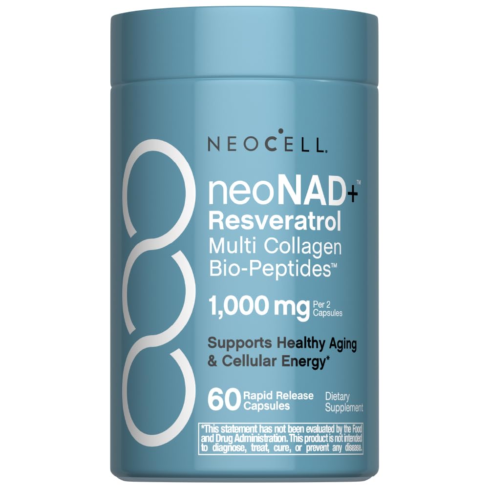 NeoCell NAD+ Resveratrol Supplement with Multi Collagen Bio-Peptides