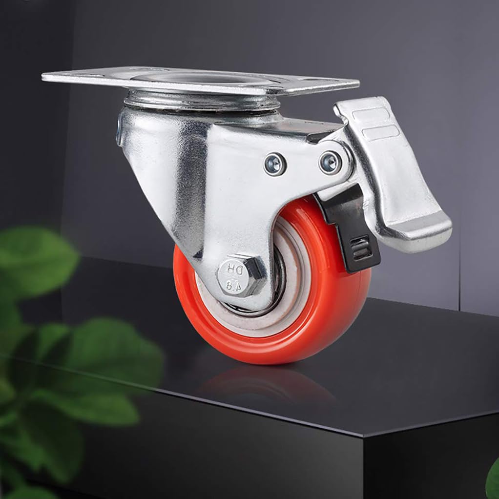 Ruote con 4X rotelle, ruote pivotanti con bloccaggio per carichi pesanti e freno, mobili 1,5 pollici 2 pollici 240 kg ruote universali industriali a doppio cuscinetto in PU 1.5in