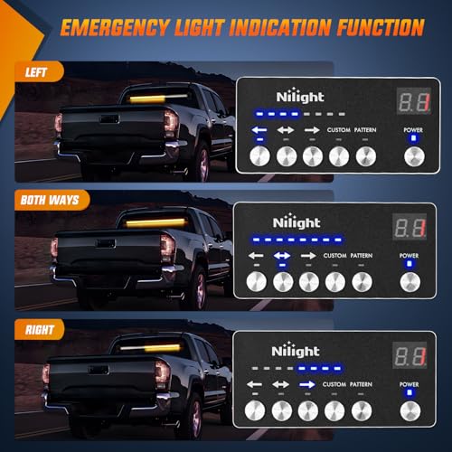 Image of Nilight 144LED Traffic Advisor Strobe Light Bar with Controller Amber | Emergency Warning Lights Hazard Interior Front /Rear Windshield Flashing for Cars Plow Trucks Construction Vehicles