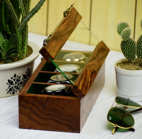 Image of Royal Craft Expertise 4 Slot Watch Box For Men, Wooden watch boxes, Watch case box for men, Watch storage Box, Organiser Box Display Case,Christmas, Valentine;s Day (Rosy brown)