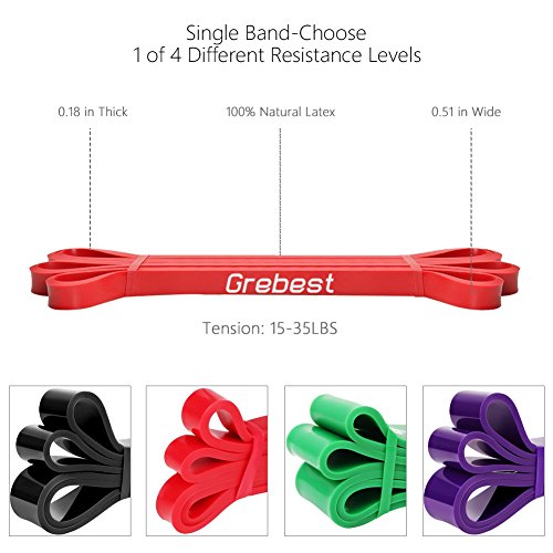 Grebest Pull UP Assist Bands,Heavy Duty Resistance Exercise Band,Powerlifting Stretch Bands and Assisted Pull Up Band Perfect for Body Stretching Weightlifting Training Fitness (Red) - Thumbnail 2
