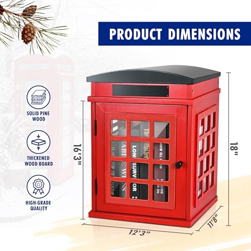 Outdoor Book Sharing Box, Waterproof Tin Roof Wooden Book Exchange Cabinet for Communities, Neighborhoods, and Schools, DIY Literature Storage for Books, Magazines, and Art (Red Tel. Booth) by BGCTM - Image 5