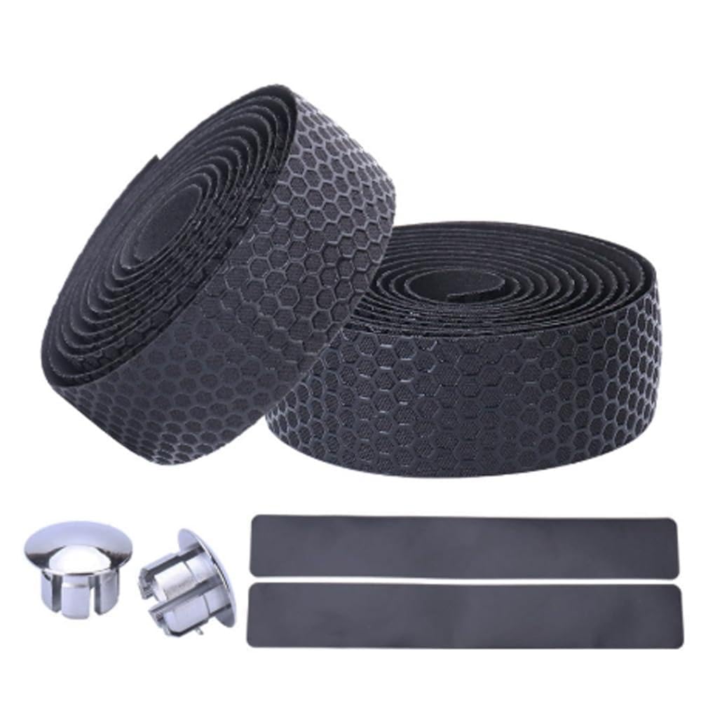 2 Rolls Cycling Bike Handlebar Tape Road Bike Bar Tape EVA Bicycle Handle Strong Grip Tapes Anti Slip Shock-Absorbing Sweat Absorbent with 2 Handlebar Plugs for Gravel Road Bikes, 200 cm x 3 cm