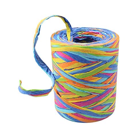 Raffia Paper Ribbon Environmental Protection 6-Strand Ribbon Multicolour for Gifts for DIY Art Decoration, Gift Box Wrapping, Fixed Bouquet Cover