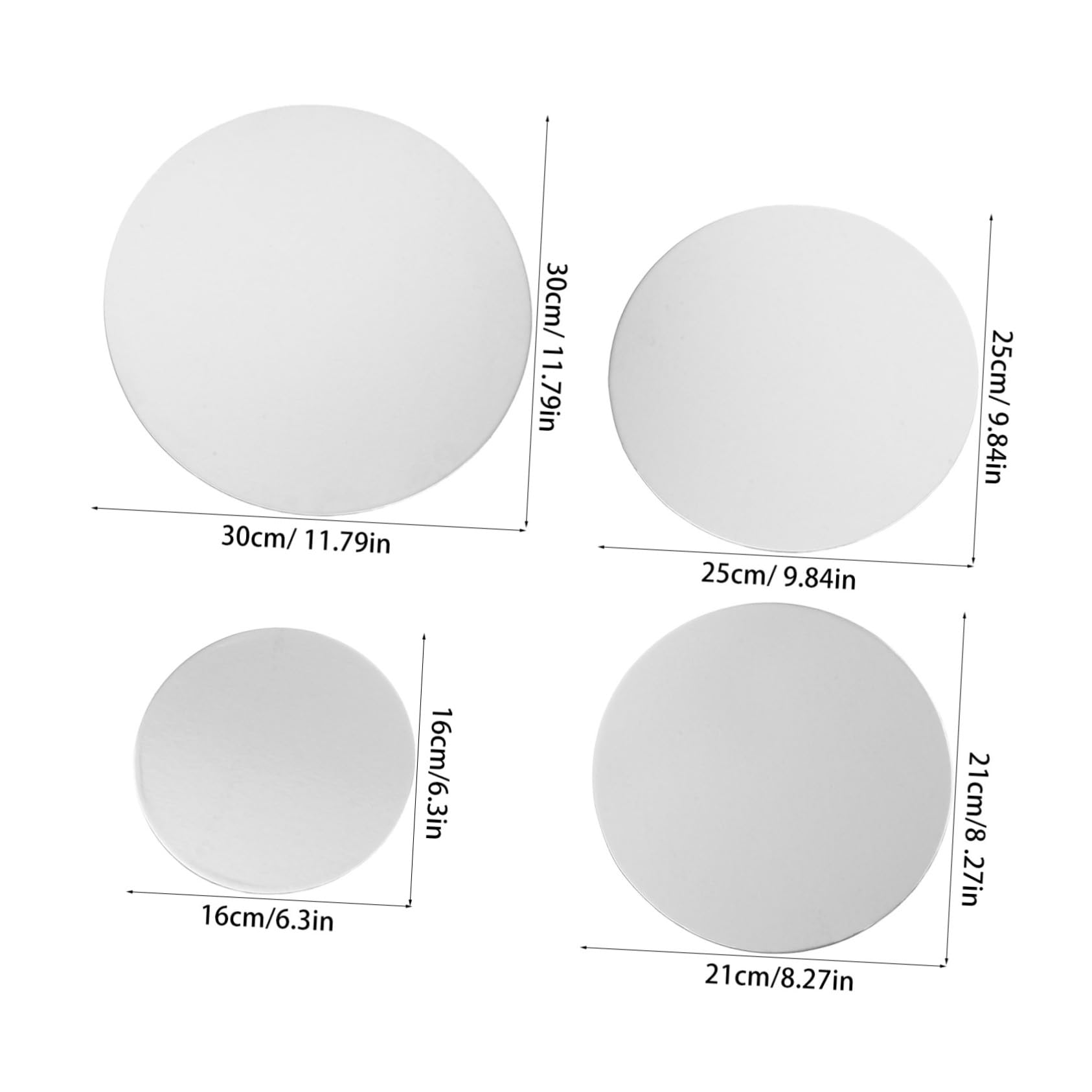 PRETYZOOM 4pcs Cake Mat Base Plates Cake Rounds Straws Cake Tiering Kit Cake Stacking Boards Dessert Rings Metal Cardboard Cake Stacking Dowels Cardboard Cake Mousse Cake Ring Paper Silver