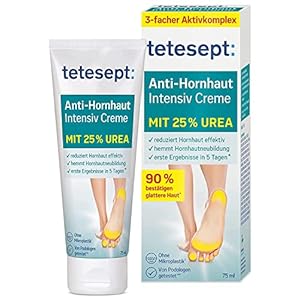 tetesept med foot care Anti-Hornhaut Urea Creme – 1 x 75 ml – Fußcreme mit Hydro-Lipid Komplex und 25% Urea – Fußsalbe zur effektiven, sichtbaren Reduktion von Hornhaut