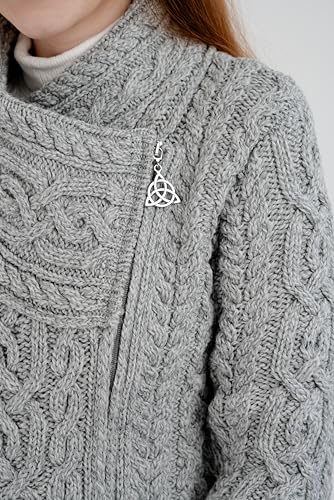 Image of SAOL Irish Cardigan for Women Made of 100% Merino Wool Ireland Sweater Cable Knit Zip Jacket