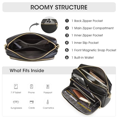 Image of Kattee RFID Genuine Leather Crossbody Bag for Women Small Purse | Top Grain Pebbled Leather. Compact Size. Built-in wallet. Anti-theft design for security. Ideal for daily, travel & work