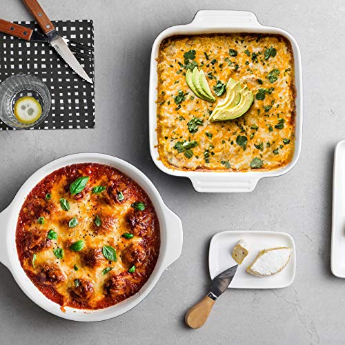 Zonesum Ceramic Baking Dish, 8X8 Lasagna Pan Deep, Square Baking Cake Pan, Ceramic Bakeware With Double Handle, For Brownie, Cake, Lasagna, Casserole, Roasted Meat, Airy Blue #TOP2