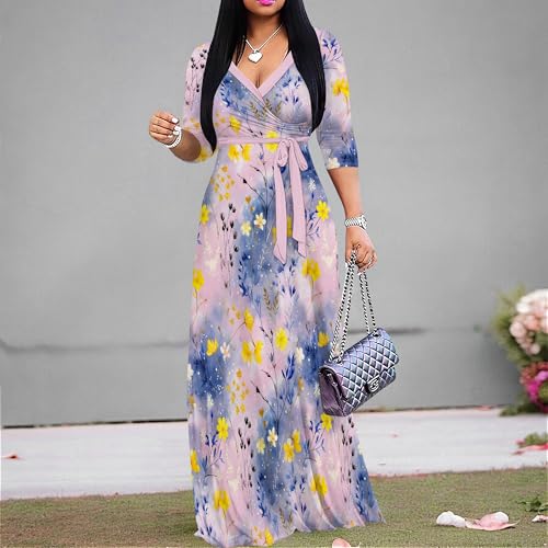 Image of Women Plus Size 3 /4 Sleeve Maxi Dress with Belt