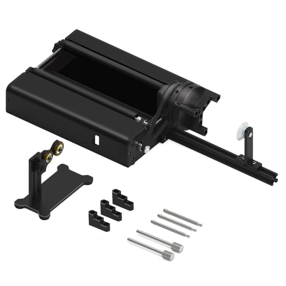 Yellow Tommy TR2 Pro Laser Rotary Attachment | 4-in-1 Multifunctional Roller Chuck Rotary for Laser Engravers | Engrave Cylindrical Objects with High Precision (Two Trees)
