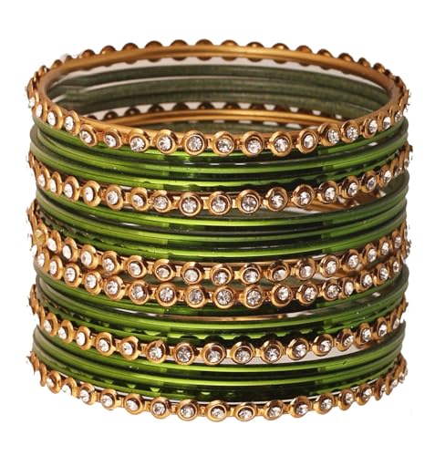 Bracelets indiens femme en métal doré strass lot de 18