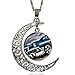 Produktbild Altes Auto Für Frauen Männer Partei Halskette Mit Versilbertem Glas Cabochon Crescent Moon Shaped Choker Lange Anhänger Halskette