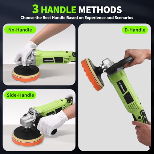 Image of Buffer Polisher, 1600W 6 Inch /7 Inch Rotary Car Buffer Polisher Wax, 7 Variable Speed 1600-3500 RPM, Car Buffers and Polisher for Car, Boat Sanding and Polisher