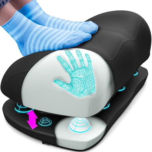 Image of Everlasting Comfort Adjustable Cloud Foot Rest for Under Desk at Work with Pressure Point Nodes - Comfortable Memory Foam Office Foot Stool & Desk Pillow, Gaming & Home Accessories
