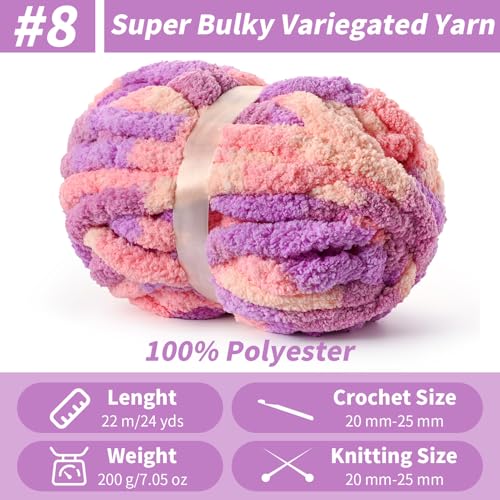 Image of Chunky Jumbo Chenille Yarn Multicolor 10 Pack