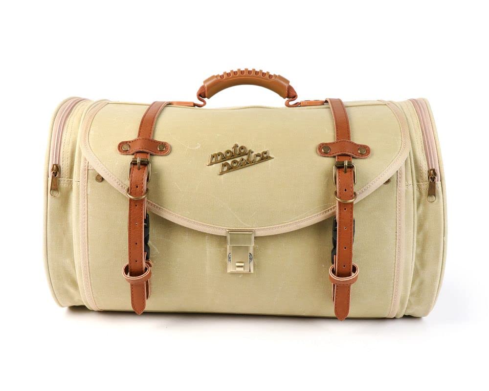 MOTO NOSTRA Koffer/Tasche Classic 'waxed canvas', beige, 35L, 480x300x270mm kompatibel für Vespa, Lambretta, GTS, GTV, LX/LXV, ET4, S50, 150, Sprint, Primavera