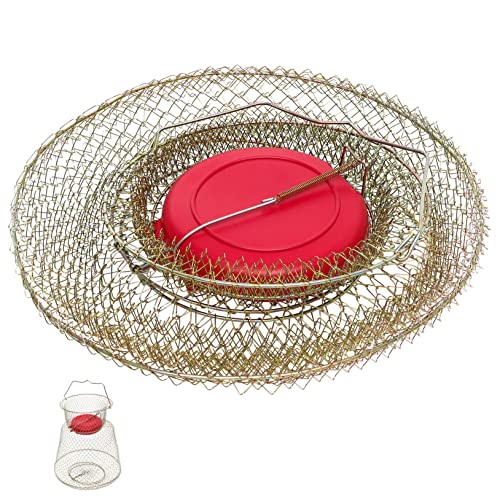 BRIGHTFUFU Iron Mesh Fish Guard Cage Durable Fishing Net for Catching Fish Lightweight Design with Floating Bowl for and Transport for Fishing Enthusiasts