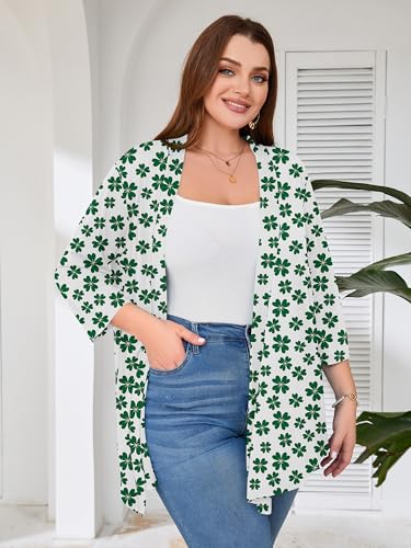 Image of AusLook Women's Plus Size Lightweight Open Front Cardigan 3 /4 Sleeve Cover Ups Shrugs Shawls and Wraps Kimono Jacket Coat