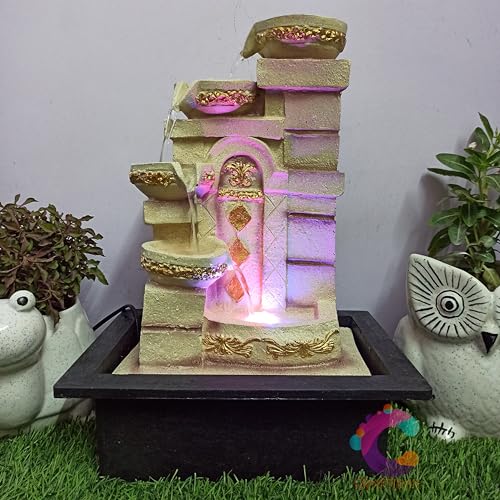 Image of Decorative Water Fountain for Home Decor, Office, Indoor & Outdoor, Garden, Puja Room, Vaastu, Reception, Spa, Gifting. (4 Step Designer Diya)