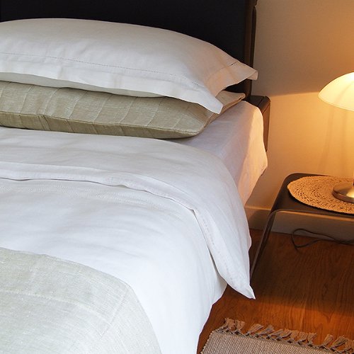 Funda de edredón de lino 200 x 200 cm blanca con vainica LinenMe