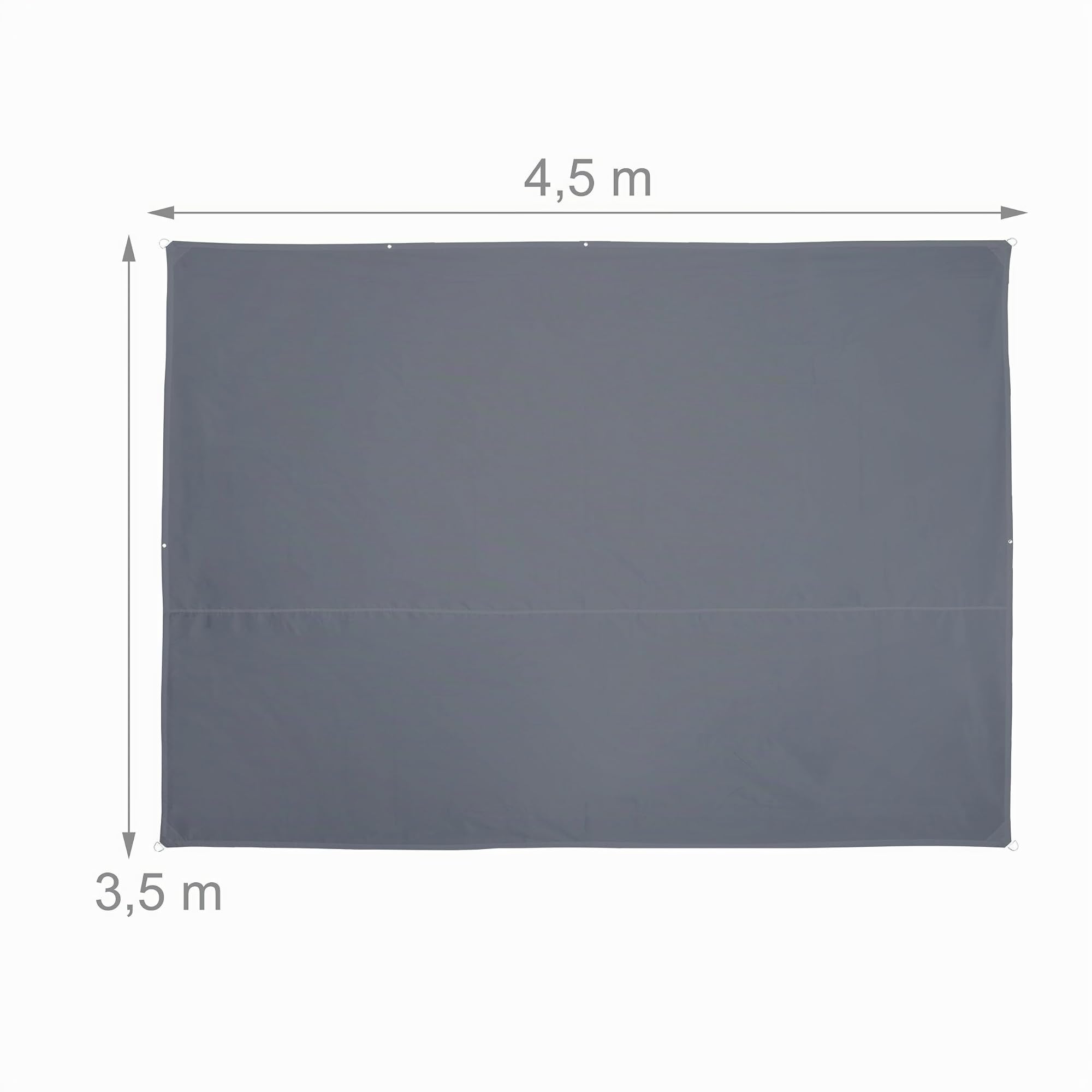 Relaxdays Voile d’ombrage rectangulaire, 3,5 x 4,5 m, imperméable, Anti-UV, avec tendeurs, terrasse, Balcon, Gris