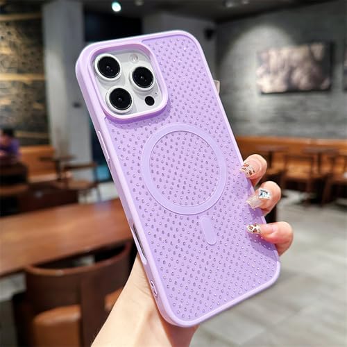 Coque iPhone 16 rigide anti-choc et magnétique violette pailletée