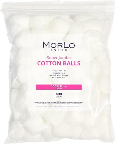 MorLo - Bolas de algodón jumbo (400 unidades), hipoalergénicas, ultra absorbentes, súper suaves, suaves y de primera calidad, paquete económico