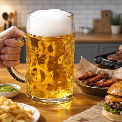 Image of Primeworld 1000 Ml Jumboo Beer 1 Pcs Mug With Handle Glass, Steins, Freezable Beer Glasses,Everyday Drinking Glasses, Cocktail Glasses - White