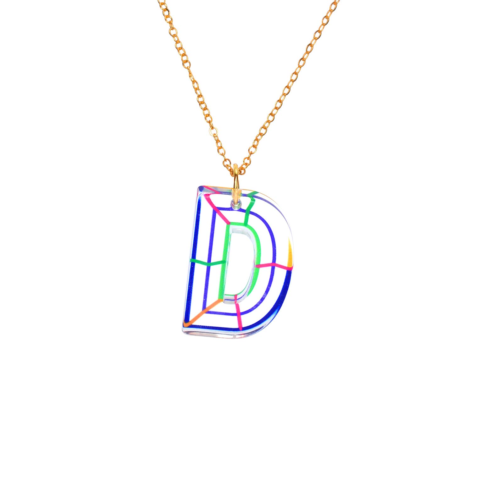 GenericWomen Necklaces Pendants for St Patrck Day Necklace Letter Striped 26 Color Pendant Necklace Acrylic Resin English Necklaces Pendants Chunky Pearl Necklaces for Women Fashion Jewelry
